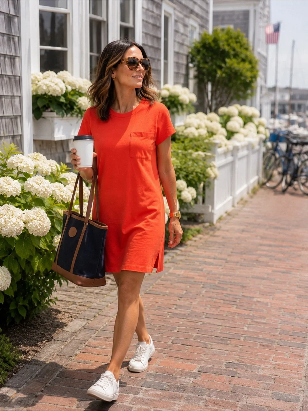 J.Crew Pocket T-Shirt Dress Neon Poppy Cotton NWT Size Small